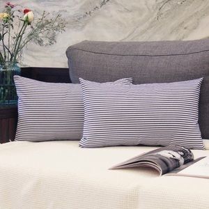 Farmhouse Navy Striped Decor Throw Pillow Covers